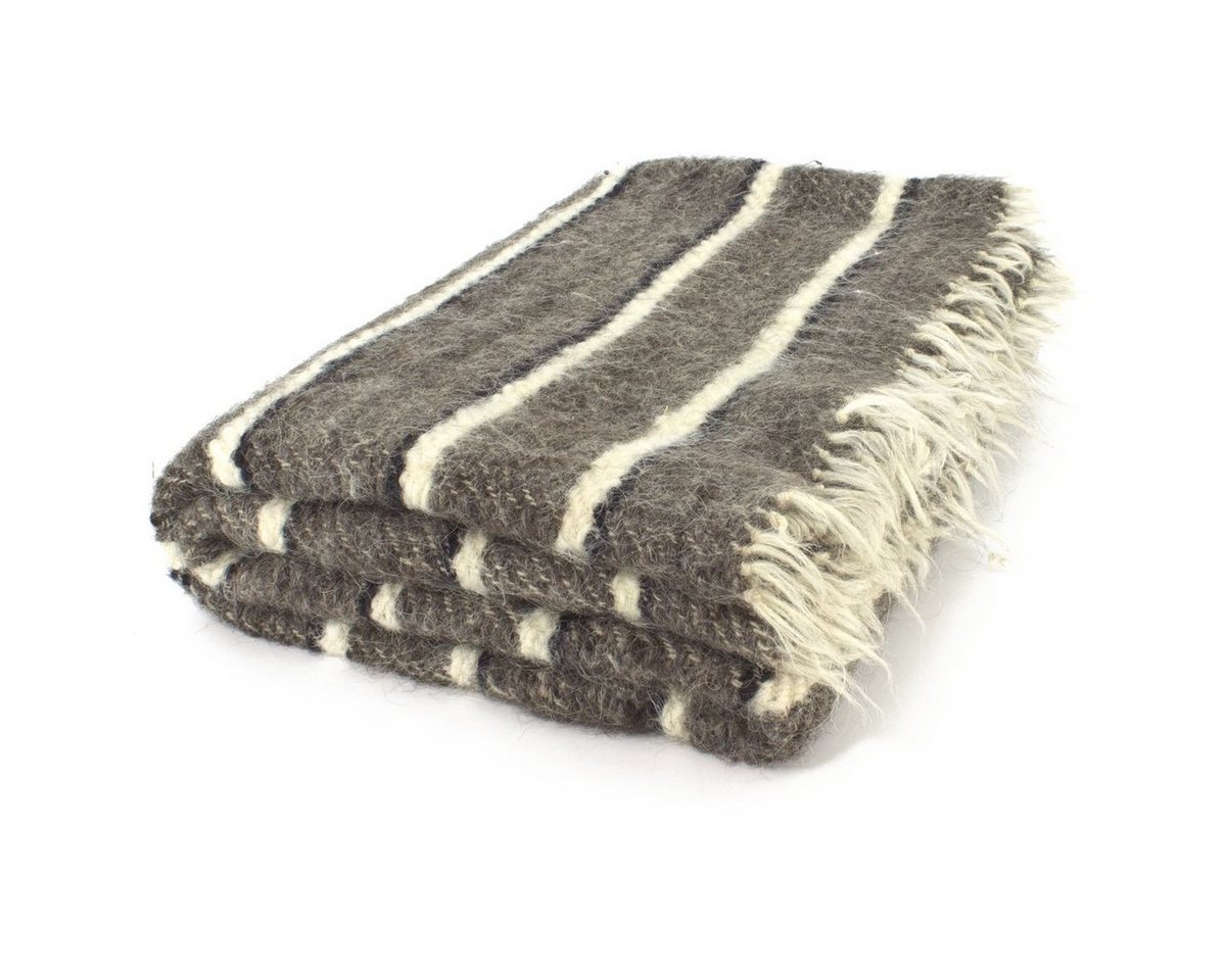 Outdoordecke Große handgewebte Wolldecke dunkel gestreift 210 x 220 cm, Vehi Mercatus Outdoordecke Große handgewebte Wolldecke dunkel gestreift 210 x 220 cm, Vehi Mercatus von Vehi Mercatus