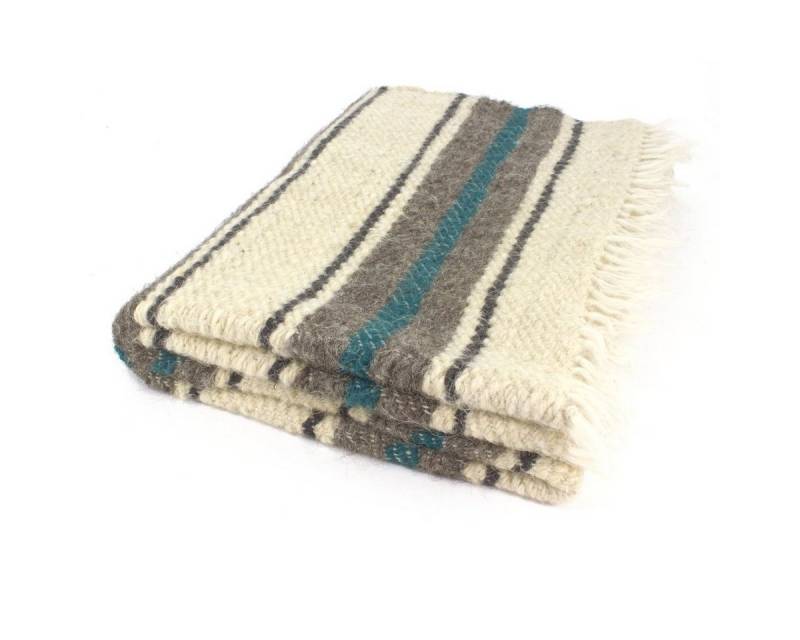 Outdoordecke Handgewebte Wolldecke mit grünem Streifen 140 x 220 cm, Vehi Mercatus Outdoordecke Handgewebte Wolldecke mit grünem Streifen 140 x 220 cm, Vehi Mercatus von Vehi Mercatus