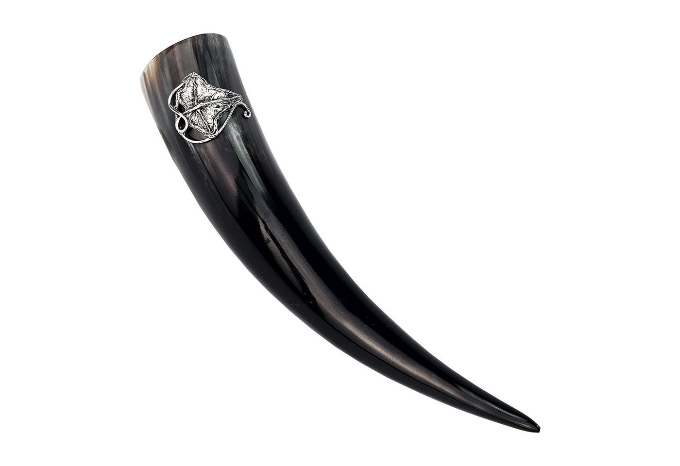 Vehi Mercatus Becher Trinkhorn 0,5 l hochglanz mit Zinn-Efeublatt 5,2 cm - Made in Germany von Vehi Mercatus
