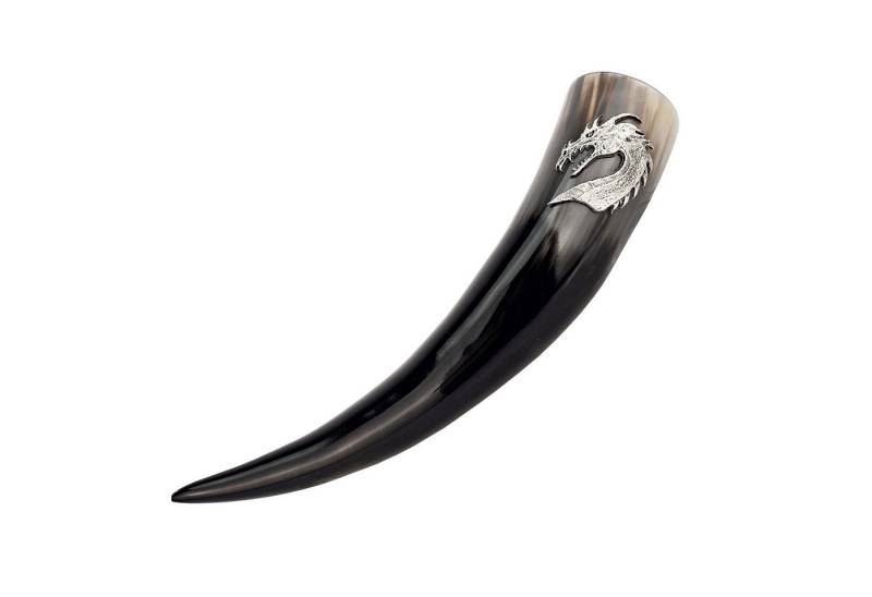 Vehi Mercatus Becher Trinkhorn 0,5 l hochglanz mit Zinndrachenkopf 7,5 cm - Made in Germany von Vehi Mercatus