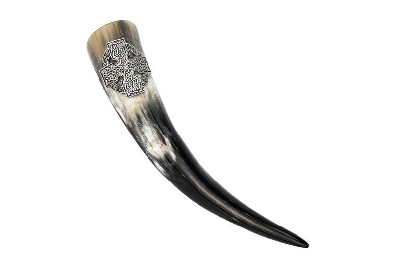Vehi Mercatus Becher Trinkhorn 0,5 l hochglanz mit Zinnkeltenkreuz 6,5 cm - Made in Germany von Vehi Mercatus