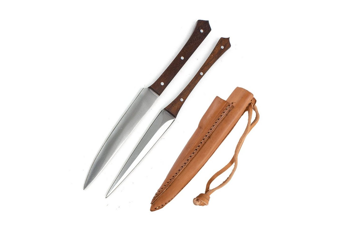 Vehi Mercatus Besteck-Set Mittelalter-Besteck Set Typ 7 mit Doppellederscheide Holzgriff, 1 Personen, Leder, Edelstahl, Holz von Vehi Mercatus