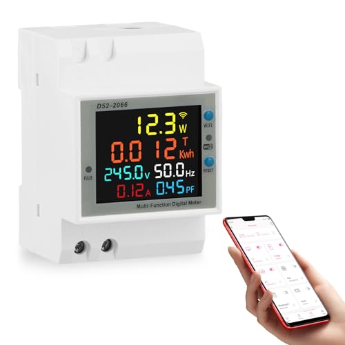 Vehoukli Stromzähler Hutschiene WiFi-Fernbedienung 6 in 1 Multifunktionaler LED Digitaler Energiezähler DIN AC40-300V 100A Wechselstromzähler KWh Zähler Amperemeter Voltmeter Typ CT für Hutschiene Vehoukli Stromzähler Hutschiene WiFi-Fernbedienung 6 in 1 Multifunktionaler LED Digitaler Energiezähler DIN AC40-300V 100A Wechselstromzähler KWh Zähler Amperemeter Voltmeter Typ CT für Hutschiene von Vehoukli