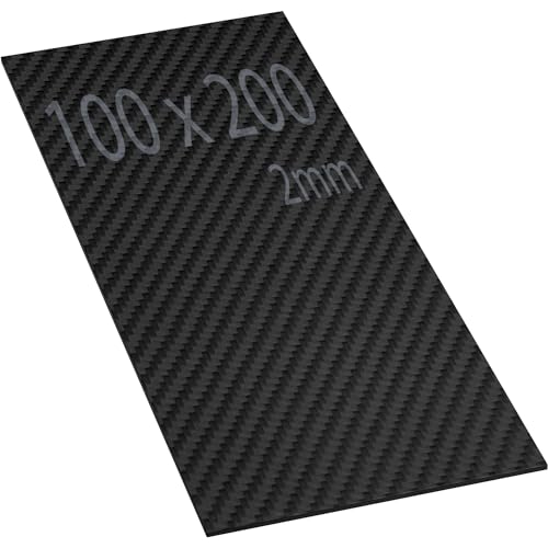 100 x 200 mm Karbonfaserplatte. 2 mm Kohlefaser Platte stark. Matt 3K Carbon Fiber Blätter. Robust und hohe Härte. Kohlefaserplatte zum CNC-Schneiden. Plate 100mm x 200mm von Veiken
