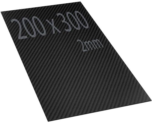 200 x 300 mm Karbonfaserplatte. 2 mm Kohlefaser Platte stark. Matt 3K Carbon Fiber Blätter. Robust und hohe Härte. Kohlefaserplatte zum CNC-Schneiden. Plate 200mm x 300mm von Veiken