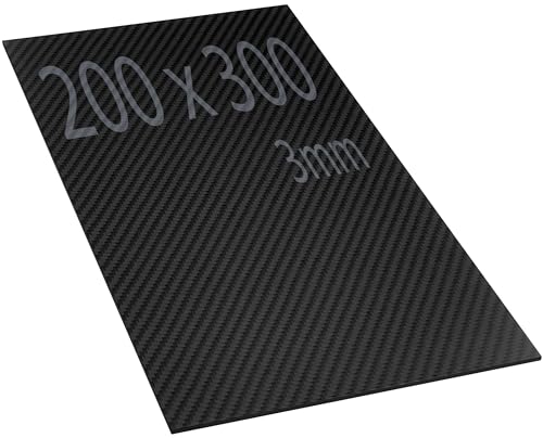 200 x 300 mm Karbonfaserplatte. 3 mm Kohlefaser Platte stark. Matt 3K Carbon Fiber Blätter. Robust und hohe Härte. Kohlefaserplatte zum CNC-Schneiden. Plate 200mm x 300mm von Veiken