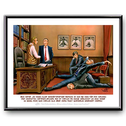 Veit`S Bilder Wandbild Cartoon Beruf Arbeit Rechtsanwalt Notar - Das Verlesen der kompletten Vertragsurkunde! von Veit's