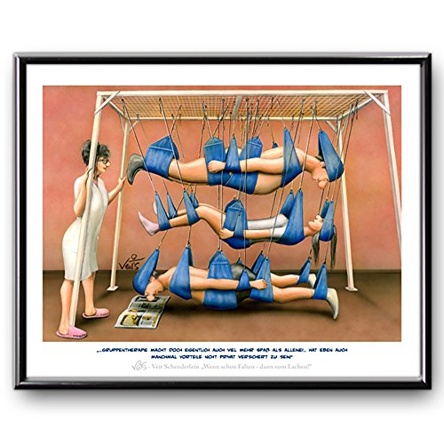 Veit`S Bilder Wandbild Cartoon Beruf Physiotherapie Schlingentisch - Gruppentherapie Macht doch eigentlich auch viel mehr Spaß! (Mittel 40x50ohne Rahmen) von Veit's