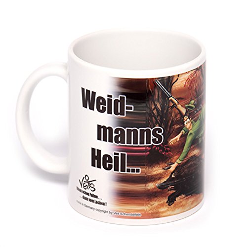 Veit's lustige Cartoon Keramik Tasse für Arbeit Freizeit Jäger Weidmanns Heil - Schwein gehabt! von Veit's