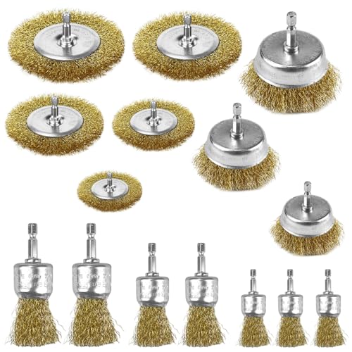 15 Stück Messingbürste Bohrmaschine, Drahtbürsten Messing set, Topfbürste Bohrmaschine, Scheibenbürste, Wire Brush for Drill, für Reinigen und Polieren 15 Stück Messingbürste Bohrmaschine, Drahtbürsten Messing set, Topfbürste Bohrmaschine, Scheibenbürste, Wire Brush for Drill, für Reinigen und Polieren von Veiteibe