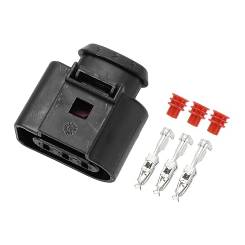 VekAuto 3-Pin Kurbelwellen-Positionssensor-Steckverbinder-Set kompatibel für VW für Audi, wasserdichtes 3,5-mm-Serien-Plastik-Schwarzes-Weibliches-Kabel-Terminal-Steckverbinder von VekAuto