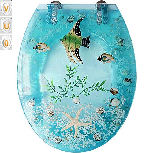 Toilettendeckel Tropische Fische Toilettensitz Soft Close Harz Toilettendeckel mit Schnellverschluss für Familien Badezimmer (OUV Typ Univeral Happy Gift von VekiNe