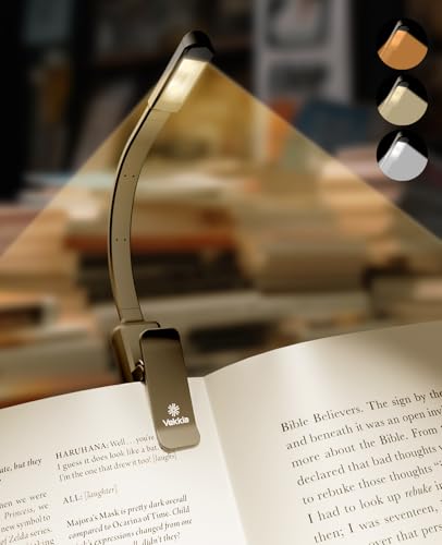 Vekkia Buch Licht, 2LED wiederaufladbare Leselampe für Bücher im Bett, 3 Farben & stufenlos dimmbare Helligkeit, Schwarz Vekkia Buch Licht, 2LED wiederaufladbare Leselampe für Bücher im Bett, 3 Farben & stufenlos dimmbare Helligkeit, Schwarz von Vekkia