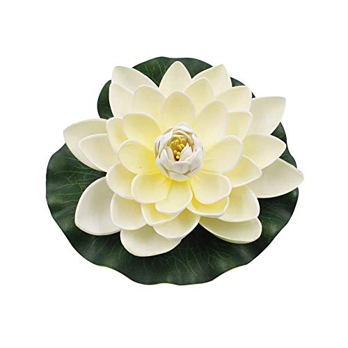 Vektenxi Künstliche Lotusblume gefälschte schwimmende Seerose Gartenteich Aquarium Dekor Pflanzenmilch weiß stilvoll und beliebt von Vektenxi