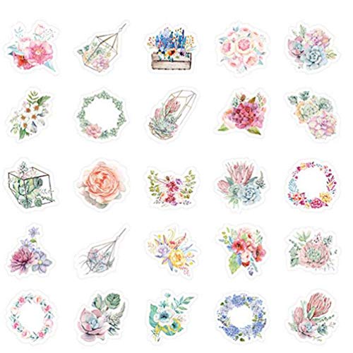 Vektenxi Sticker Blumen und Pflanzen Papier Handmade DIY Tagebuch Papieretiketten Siegel Art Craft Sticker Scrapbooking Dekorative 46 Stück Kostengünstige und Gute Qualität von Vektenxi