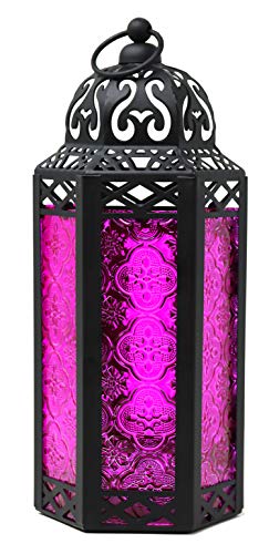 Vela Lanterns Moroccan Decorative Candle Lantern Holder for Ramadan, Pink, Medium von Vela Lanterns