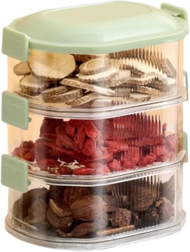 Velae Mehrschichtige Gewürzaufbewahrungsbox, Frischhaltedosen mit Deckel Luftdicht, Vorratsdosen Küche Speisekammer, Müsli Vorratsbehälter (3 Ebenen) von Velae