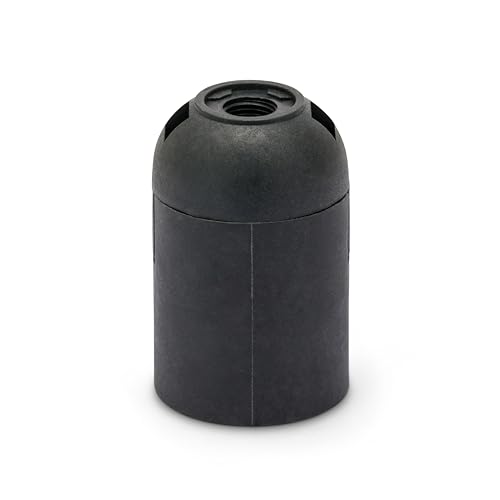 E27-Lampenfassung aus Thermoplast mit glatter Ummantelung. Schwarz von Velamp