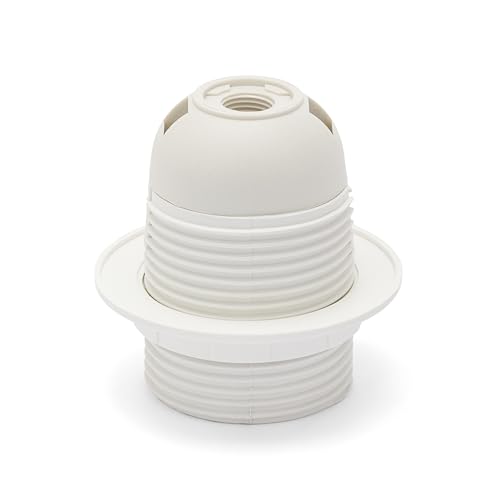 E27-Lampenfassung aus Thermoplast. Teilgewinde, mit Ringmutter. Weiß von Velamp