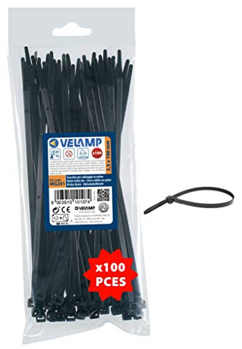 Kit mit 100 Kabelbindern – Kabelbinder 2,5 x 100 mm, Nylon 6.6, extrem widerstandsfähig von Velamp