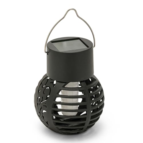Solarbetriebene LED-Hängelampe mit Flammeneffekt. Schwarz von Velamp