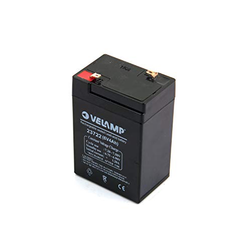 Velamp 23722 Wiederaufladbare Bleibatterie, Faston-Anschlüsse, 6 V, 4 Ah, Einzelpack von Velamp
