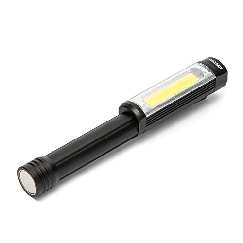 Velamp Big Daddy LED-Inspektionslampe, 3 W, mit Clip und Magnet, COB Taschenlampe mit 400 Lumen, für Auto, Garage, Angeln, Notfälle, rotes Licht, blinkend, Schwarz von Velamp