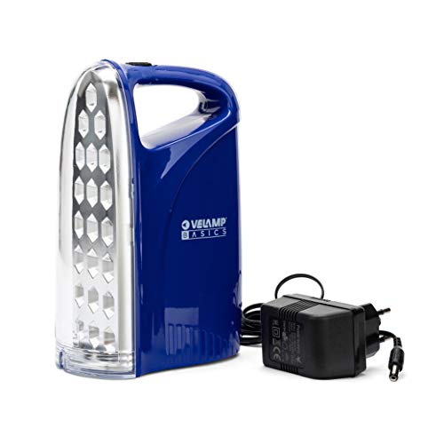 Velamp IR312 LED-Lampe, tragbar, wiederaufladbar, 250 Lumen, mit Anti-Stromausfall-Funktion, Kunststoff, Blau von Velamp