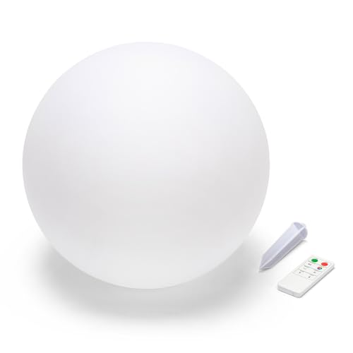Velamp LED-Leuchtkugel Ø 25 cm, Solar-Aufladung, IP66 mit Fernbedienung, Auswahl zwischen Weiß und 7 Farben, kabellos, für Garten, Terrasse, Pool von Velamp