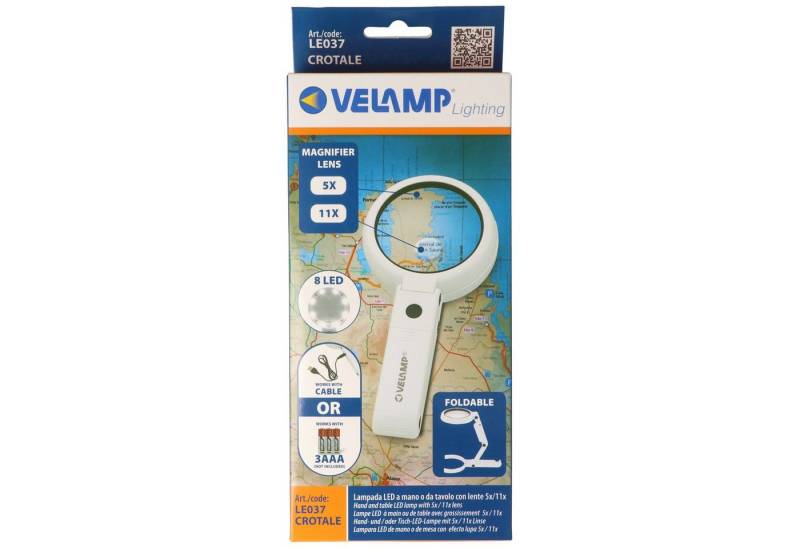 Velamp Lupenlampe LED Hand- oder Tischleuchte LE037, tragbare Lupe, Tisch- oder Handlup von Velamp