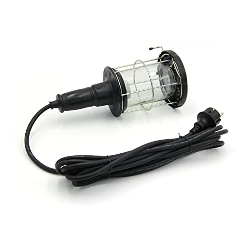 Velamp SPUTNIK: E27 Werkstattlampe mit Metallkäfig und Haken. 5 Meter Kabel. Schwarz von Velamp