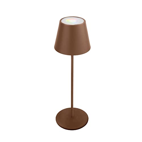 VELAMP Wiederaufladbare LED-Tischlampe, Touch-Dimmer, weiß + RGB, IP54. Corten von Velamp