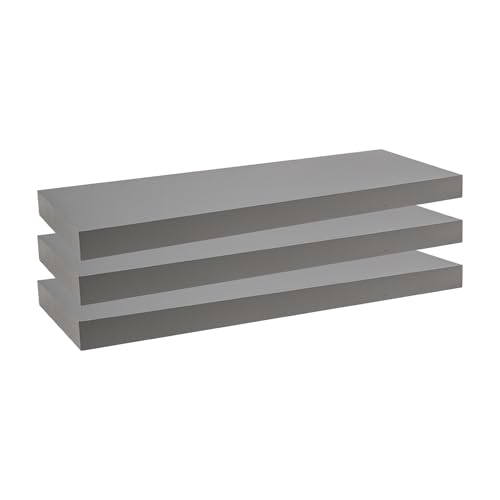 Velano - Regalbrett, Wandregal, Regalboden, Schweberegal, Hängeregal, Regalsysteme - 3 Stück, 59.5x23.5 cm, Grau - Regale für Küche, Badezimmer, Wohnzimmer, Schlafzimmer - FS von Velano