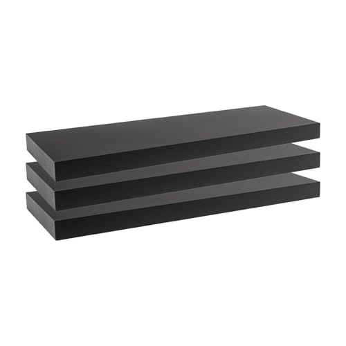 Velano - Regalbrett, Wandregal, Regalboden, Schweberegal, Hängeregal, Regalsysteme - 3 Stück, 59.5x23.5 cm, Schwarz - Regale für Küche, Badezimmer, Wohnzimmer, Schlafzimmer - FS von Velano