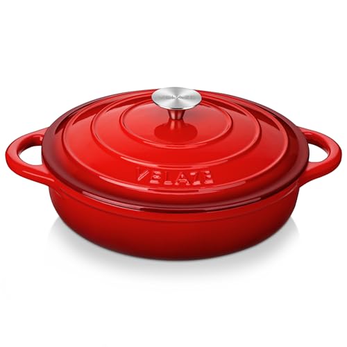 Velaze Bräter Gusseisen 3,5L, Gusseisen Topf 28 cm, Schmortopf Gusseisen Topf Brot Backen, Bratentopf mit Deckel und Griffen, Emaillierte Beschichtung, Für alle Herdarten und Induktion geeignet Velaze Bräter Gusseisen 3,5L, Gusseisen Topf 28 cm, Schmortopf Gusseisen Topf Brot Backen, Bratentopf mit Deckel und Griffen, Emaillierte Beschichtung, Für alle Herdarten und Induktion geeignet von Velaze