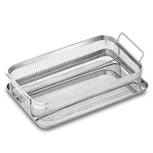 Velaze Edelstahl Grillkorb mit Backblech, Heißluft Frittieren für Backofen, Servierkorb für Knusprige Pommes Frites, Chicken Nuggets und andere Nahrungsmittel, VLZ-FB03 Velaze Edelstahl Grillkorb mit Backblech, Heißluft Frittieren für Backofen, Servierkorb für Knusprige Pommes Frites, Chicken Nuggets und andere Nahrungsmittel, VLZ-FB03 von Velaze