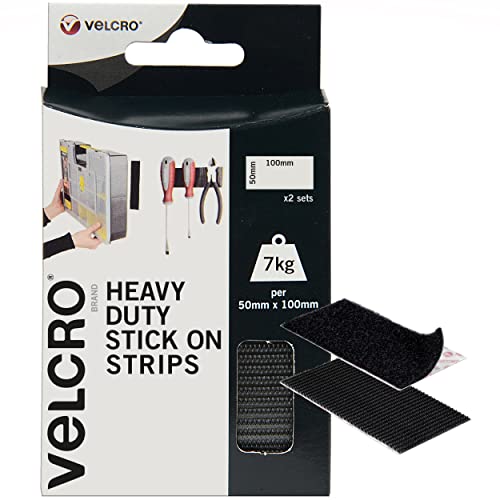 Velcro VEL-EC60239 Brand-Klettpunkte-Selbstklebend-Extrastark-50 mm x 100 m-Rolle-2er Pack, Schwarz, 50mm x 100mm von VELCRO Brand