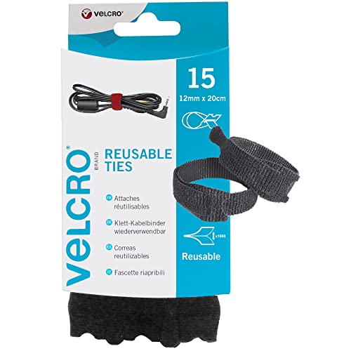 VELCRO Marke | One-Wrap Wiederverwendbare Bänder | Organisierende Haken- und Schleifenbänder | Schwarz | 12mm x 20cm | 15er Pack VELCRO Marke | One-Wrap Wiederverwendbare Bänder | Organisierende Haken- und Schleifenbänder | Schwarz | 12mm x 20cm | 15er Pack von VELCRO Brand