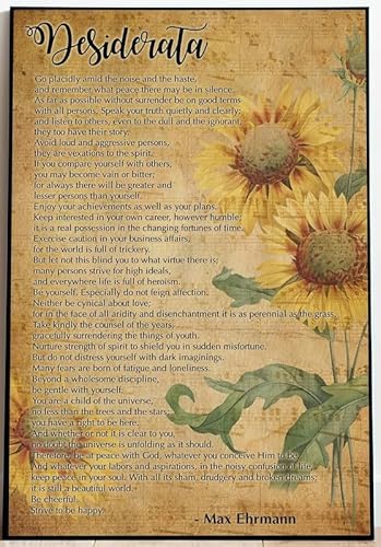 VelfDuel Desiderata Poster, inspirierendes Gedichtdruck, Fangeschenk, Desiderata-Kunst-Wanddekoration für Garage, Café, Bar, Männerhöhle, lustige Wanddekoration, Metall-Blechschild, 20,3 x 30,5 cm von VelfDuel