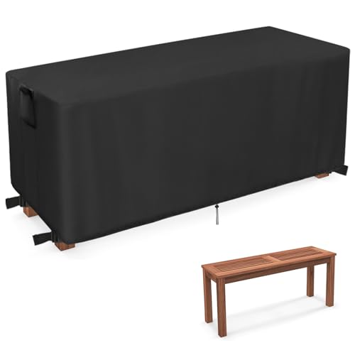 Velfree Gartenbank Abdeckung,Holzbank Abdeckung Wasserdichtes Winddicht UV-BestäNdiges Schwerlast 500D Oxford Gewebe SchutzhüLle für GartenmöBel mit LüFtungsöFfnung Handle und Schnalle - 123x52x46cm von Velfree