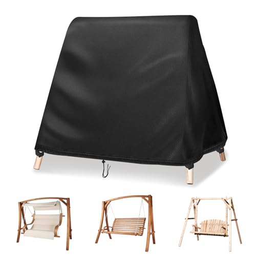 Velfree Hollywoodschaukel Abdeckung,Spitzdach Wasserdichtes Abdeckplane Winddicht UV-Beständiges Abdeckung 3 sitzer Schutzhülle Hollywoodschaukel(213x160x178cm) von Velfree