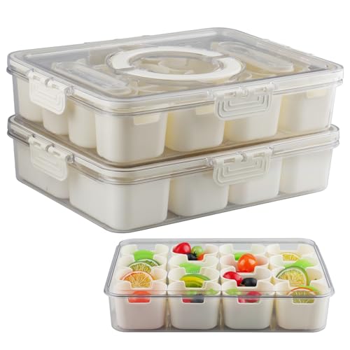 Velicber 2 Stück Snackbox mit Fächern, Snackteller mit Deckel und Griff Snackboxen Snackdose Organizer für Süßigkeiten Nüsse Obst Gewürze und Kekse, Ideal für Picknick, Party - 8+16 Fächern Set Velicber 2 Stück Snackbox mit Fächern, Snackteller mit Deckel und Griff Snackboxen Snackdose Organizer für Süßigkeiten Nüsse Obst Gewürze und Kekse, Ideal für Picknick, Party - 8+16 Fächern Set von Velicber