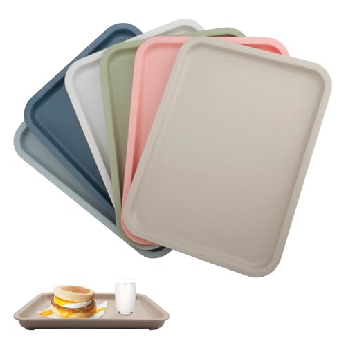 Velicber 6 Stück Serviertablett Kunststoff Rechteckig Tablett Serviertablett 31 x 23cm Tablett rutschfest Kaffeetablett Küchentablett Servierplatten für Küche, Café, Hotel (6 Farben) von Velicber