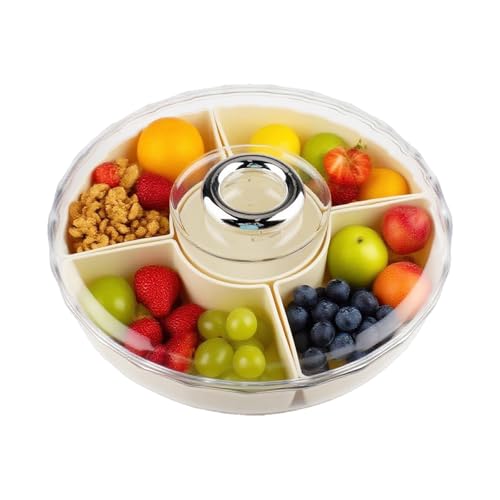 Velicber Snackbox mit Fächern, Snackteller mit Deckel, 360° Drehbare Snackboxen, Runder Snackschale, 25cm Tragbar Snackdose, für Süßigkeiten, Nüsse, Obst und Kekse, Ideal für Picknick, Party - Round Velicber Snackbox mit Fächern, Snackteller mit Deckel, 360° Drehbare Snackboxen, Runder Snackschale, 25cm Tragbar Snackdose, für Süßigkeiten, Nüsse, Obst und Kekse, Ideal für Picknick, Party - Round von Velicber