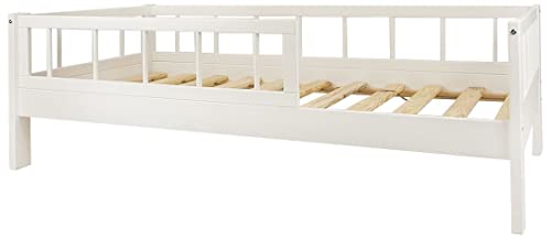 Velinda Kinderbett Einzelbett Kojenbett Sofabett Holzbett Schutzgitter klassisch 160x80 (Farbe: weiß) von Velinda