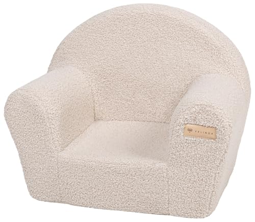 Velinda Kindersessel Mini-Sessel Kinderstuhl Relaxsessel Kuschelsessel Softsessel Bouclé (Farbe: cappuccinofarben) von Velinda