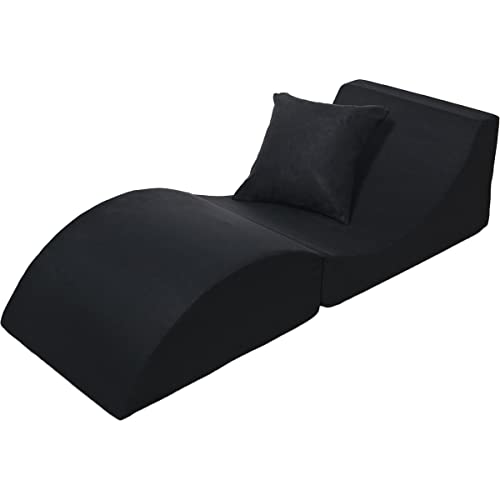 Velinda Klappsofa bequem, entspannend, 3 in 1, Hocker, Tisch Schwarz von Velinda