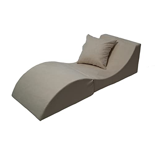 Velinda Klappsofa bequem, entspannend, 3 in 1, Hocker, Tisch cremefarben von Velinda