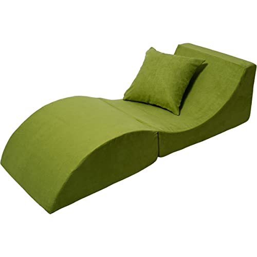 Velinda Klappsofa bequem, entspannend, 3 in 1, Hocker, Tisch grün von Velinda