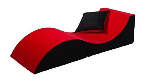 Velinda Klappsofa bequem, entspannend, 3 in 1, Hocker, Tisch rot/schwarz von Velinda